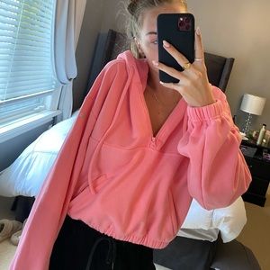 alo yoga hot pink quarter zip hoodie